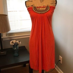 Venus Orange Strapless Dress